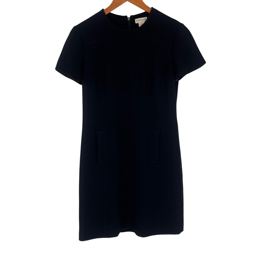 Vintage Ann Taylor Women's Dress Size 8 Black Sheath Business‎ Work Minimalist